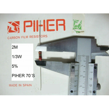 VINTAGE PIHER RESISTOR. 1/3W 2MΩ 5% *3 PC* NEW ORIGINAL 1970´S+