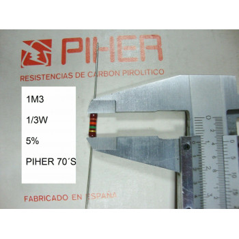 VINTAGE PIHER RESISTOR. 1/3W 1M3 5% *3 PC* NEW ORIGINAL 1970´S+