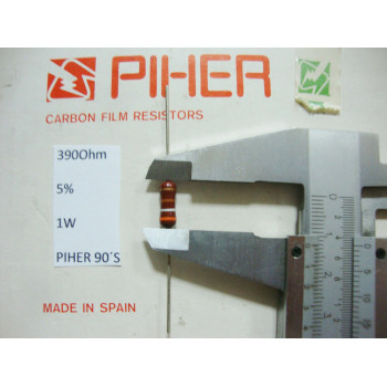 VINTAGE PIHER RESISTOR. 1W 390R 390Ohm. 5% *1 PC* NEW ORIGINAL 1990´S+
