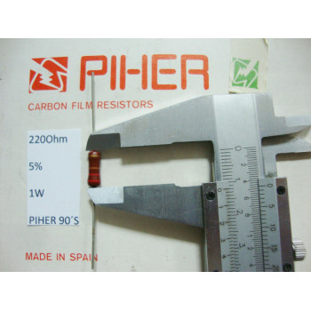 VINTAGE PIHER RESISTOR. 1W 220R 220Ohm 5% *1 PC* NEW ORIGINAL 1990´S+