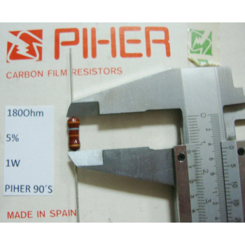 VINTAGE PIHER RESISTOR. 1W 180R 180Ohm 5% *1 PC* NEW ORIGINAL 1990´S+