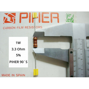 VINTAGE PIHER RESISTOR. 1W 3.3R 3.3Ohm. 5% *1 PC* NEW ORIGINAL 1990´S+