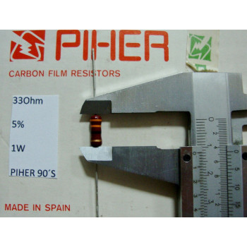 VINTAGE PIHER RESISTOR. 1W 33R 33Ohm 5% *1 PC* NEW ORIGINAL 1990´S+
