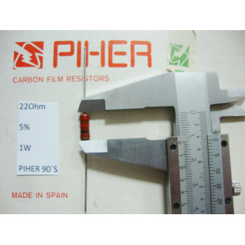 VINTAGE PIHER RESISTOR. 1W 22R 22Ohm 5% *1 PC* NEW ORIGINAL 1990´S+