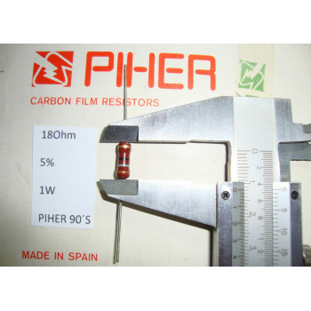 VINTAGE PIHER RESISTOR. 1W 18R 18Ohm 5% *1 PC* NEW ORIGINAL 1990´S+