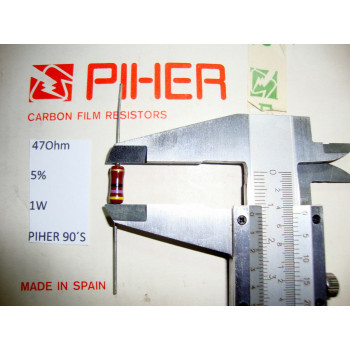 VINTAGE PIHER RESISTOR. 1W 47Ohm 47R 5% *1 PC* NEW ORIGINAL 1990´S+