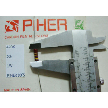 VINTAGE PIHER RESISTOR. 1W 470K 5% *1 PC* NEW ORIGINAL 1990´S+ RC803