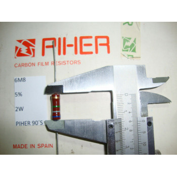 VINTAGE PIHER RESISTOR. 2W 6M8 6.8M 5% *1 PC* NEW ORIGINAL 1990´S+