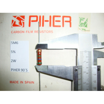 VINTAGE PIHER RESISTOR. 2W 5M6 5.6M 5% *1 PC* NEW ORIGINAL 1990´S+