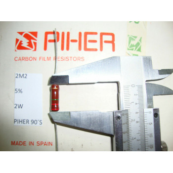 VINTAGE PIHER RESISTOR. 2W 2M2 2.2M 5% *1 PC* NEW ORIGINAL 1990´S+