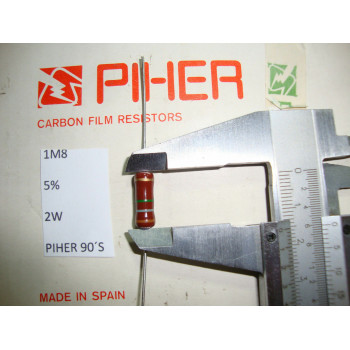 VINTAGE PIHER RESISTOR. 2W 1M8 1.8M 5% *1 PC* NEW ORIGINAL 1990´S+