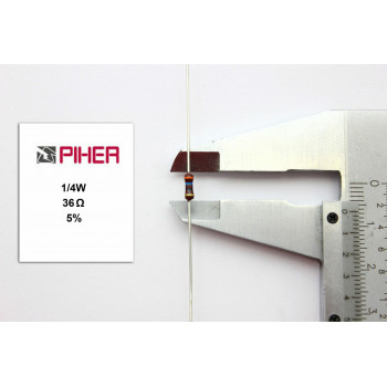 VINTAGE PIHER RESISTOR. 1/4W 36Ohm 36R 5% *4 PC* NOS (New Old Stock)