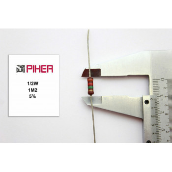 VINTAGE PIHER RESISTOR. 1/2W 1M2 5% *1 PC* NOS (New Old Stock)1970´S+ C414