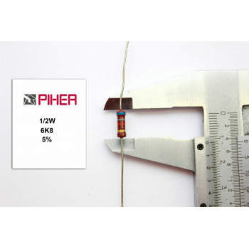 VINTAGE PIHER RESISTOR. 1/2W 6K8 5% *1 PC* NOS (New Old Stock) 1970´S+C290