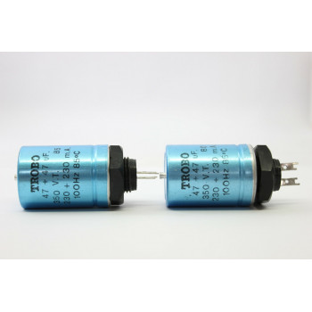 ELECTROLYTIC CAPACITOR TROBO 47 + 47uF 350V NOS. 2PC. CA35U700