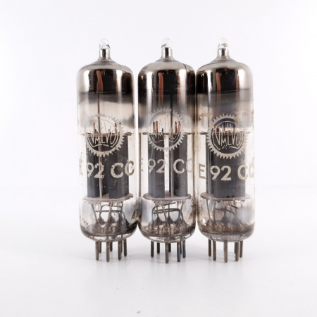 3 X E92CC VALVO TUBE. NOS MATCHED TRIO. 11. CH52