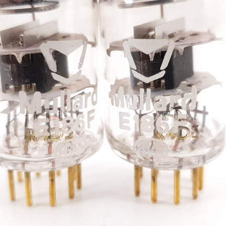 2 X E186F MULLARD TUBE. NOS MATCHED PAIR. BLACK PLATES. GOLD PIN. 7. CH59