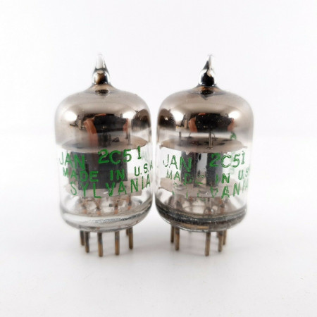 2 X JAN 2C51 SYLVANIA TUBE.  1960 PRODUCTION. MATCEHD PAIR CB  ENA