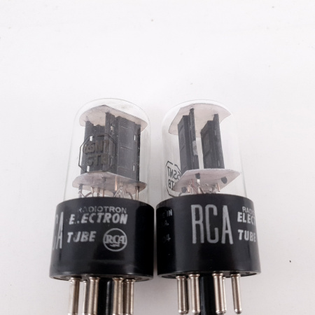 2 X 6SN7GTB RCA TUBE. MATCHED PAIR. BLACK PLATES. RECTANGULAR GETTER. 2. CH66