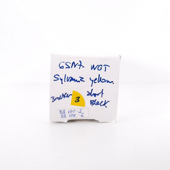 1 X 6SN7WGT SYLVANIA TUBE. BLACK...