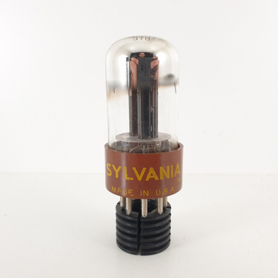 1 X 6SN7WGT SYLVANIA TUBE. BLACK...
