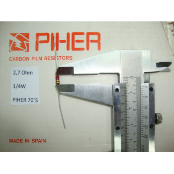 VINTAGE PIHER RESISTOR. 1/4W 2R7 2.7Ohm 5% *4 PC* NEW ORIGINAL 1970´S