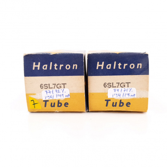 2 X 6SL7GT HALTRON TUBE. GREY PLATES. SOLID GETTER. MATCHED PAIR. 7. CH70