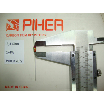 VINTAGE PIHER RESISTOR. 1/4W 3R3 3.3Ohm 5% *4 PC* NEW ORIGINAL 1970´S