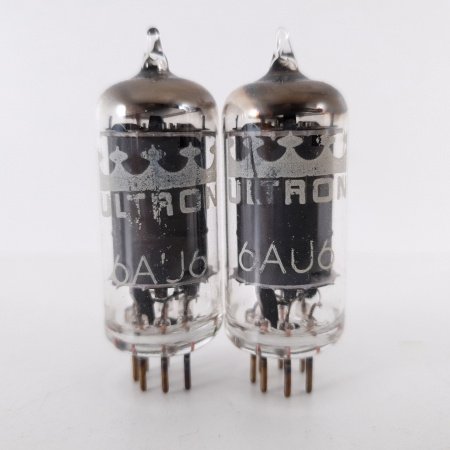 2 X 6AU6 ULTRON TUBE. SQUARE GETTER. 80/80%. MATCHED PAIR. 20. CH70