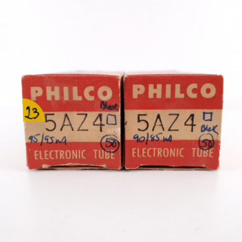2 X 5AZ4 PHILCO TUBE. BLACK...