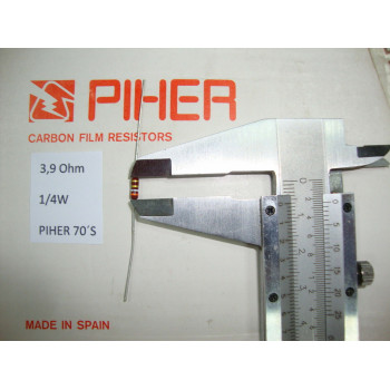 VINTAGE PIHER RESISTOR. 1/4W 3R9 3.9Ohm 5% *4 PC* NEW ORIGINAL 1970´S