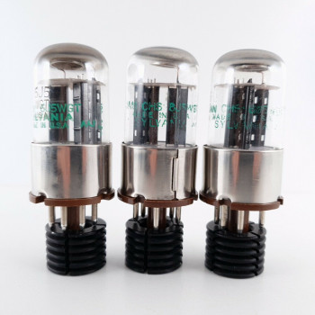 3 X 6J5WGT SYLVANIA TUBE. BLACK ANGLED T PLATES. 1950s MATCHED TRIO. CV  ENA
