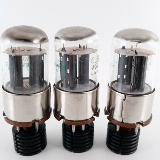 3 X 6J5WGT SYLVANIA TUBE. BLACK ANGLED T PLATES. 1950s MATCHED TRIO. CV  ENA