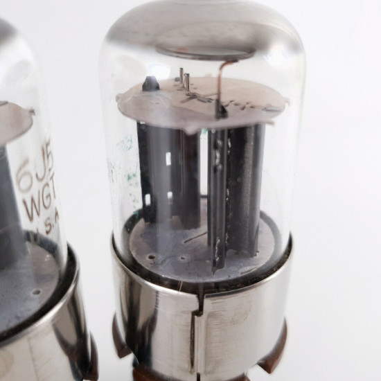 3 X 6J5WGT SYLVANIA TUBE. BLACK ANGLED T PLATES. 1950s MATCHED TRIO. CV  ENA