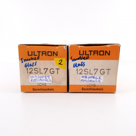 2 X 12SL7GT ULTRON TUBE. SOLID GETTER. SMOKED GLASS. MATCHED PAIR. 2. CH73