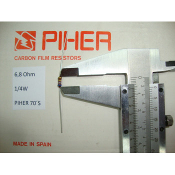 VINTAGE PIHER RESISTOR. 1/4W 6R8 6.8Ohm 5% *4 PC* NEW ORIGINAL 1970´S
