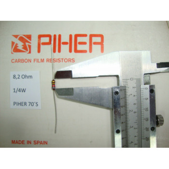 VINTAGE PIHER RESISTOR. 1/4W 8R2 8.2Ohm 5% *4 PC* NEW ORIGINAL 1970´S