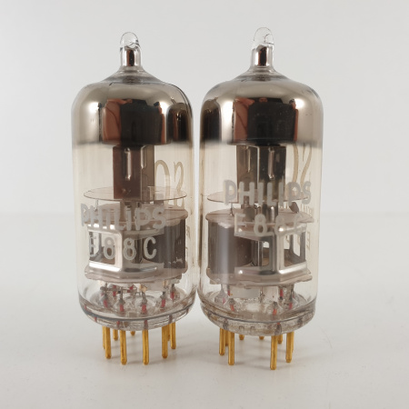 2 X E88C / 8255 SINGLE TRIODE PHILIPS TUBE. GOLD PIN. SQ. 3 MICA. 113/116% MATCHED PAIR. 1. CH78