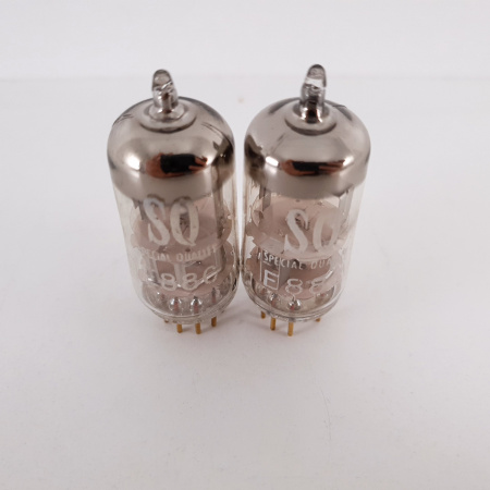 2 X E88C / 8255 SINGLE TRIODE MINIWATT TUBE. 1960s PHILIPS PROD. 3M. GOLD PIN. SQ. 84/83%. 7. CH78
