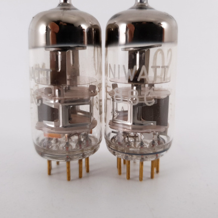 2 X E88C / 8255 SINGLE TRIODE MINIWATT TUBE. 1960s PHILIPS PROD. 3M. GOLD PIN. SQ. 84/83%. 7. CH78