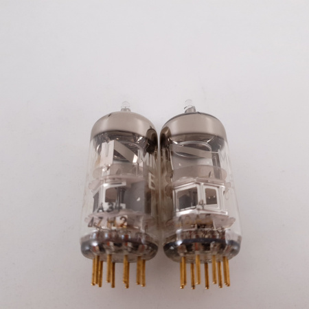 2 X E88C / 8255 SINGLE TRIODE MINIWATT TUBE. 1960s PHILIPS PROD. 3M. GOLD PIN. SQ. 84/83%. 7. CH78