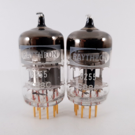 2 X E88C / 8255 SINGLE TRIODE RAYTHEON TUBE. GOLD PIN. 3 MICA. 107/100% MATCHED PAIR. 10. CH78