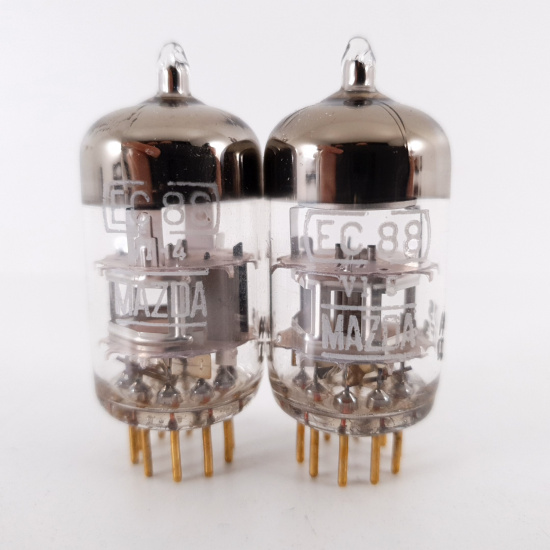 2 X EC88 MAZDA TUBE. 1960s VALVO PROD. GOLD PIN. SOLID GETTER. 86/83%. 14. CH78