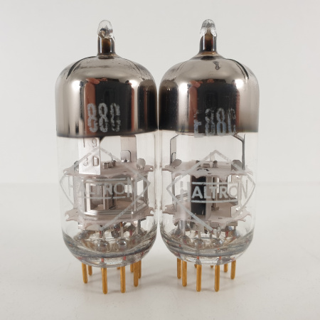 2 X E88C / 8255 SINGLE TRIODE HALTRON TUBE. TUNGSRAM PROD. GOLD PIN. 67/67% MATCHED PAIR. 17. CH78