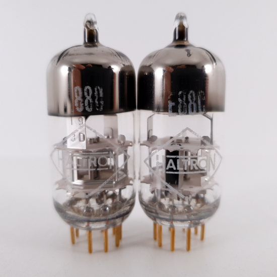 2 X E88C / 8255 SINGLE TRIODE HALTRON TUBE. TUNGSRAM PROD. GOLD PIN. 67/67% MATCHED PAIR. 17. CH78