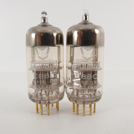 2 X E88C / 8255 SINGLE TRIODE MULLARD TUBE. 1960s PHILIPS PROD. GOLD PIN. 3M. 92/91%. 22. CH78