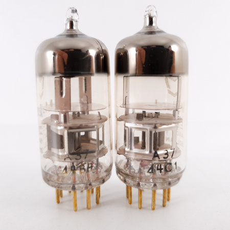 2 X E88C / 8255 SINGLE TRIODE MULLARD TUBE. 1960s PHILIPS PROD. GOLD PIN. 3M. 92/91%. 22. CH78