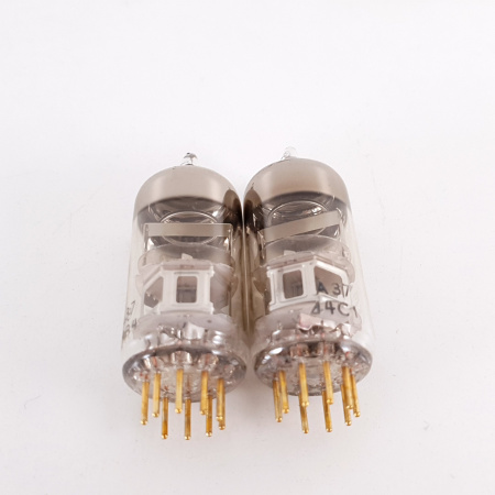 2 X E88C / 8255 SINGLE TRIODE MULLARD TUBE. 1960s PHILIPS PROD. GOLD PIN. 3M. 92/91%. 22. CH78