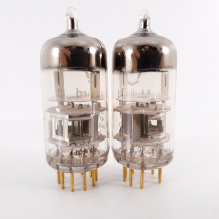 2 X E88C / 8255 SINGLE TRIODE MULLARD TUBE. 1960s PHILIPS PROD. GOLD PIN. 3M. 120/120%. 23. CH78