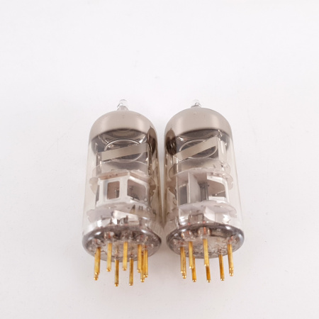 2 X E88C / 8255 SINGLE TRIODE MULLARD TUBE. 1960s PHILIPS PROD. GOLD PIN. 3M. 120/120%. 23. CH78